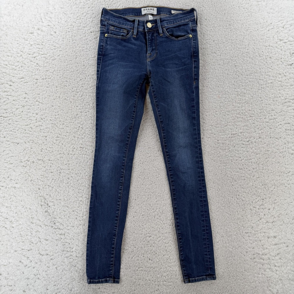 Frame Le Skinny De Jeanne Jeans Womens 25 Blue Medium Wash Mid Rise Stretch